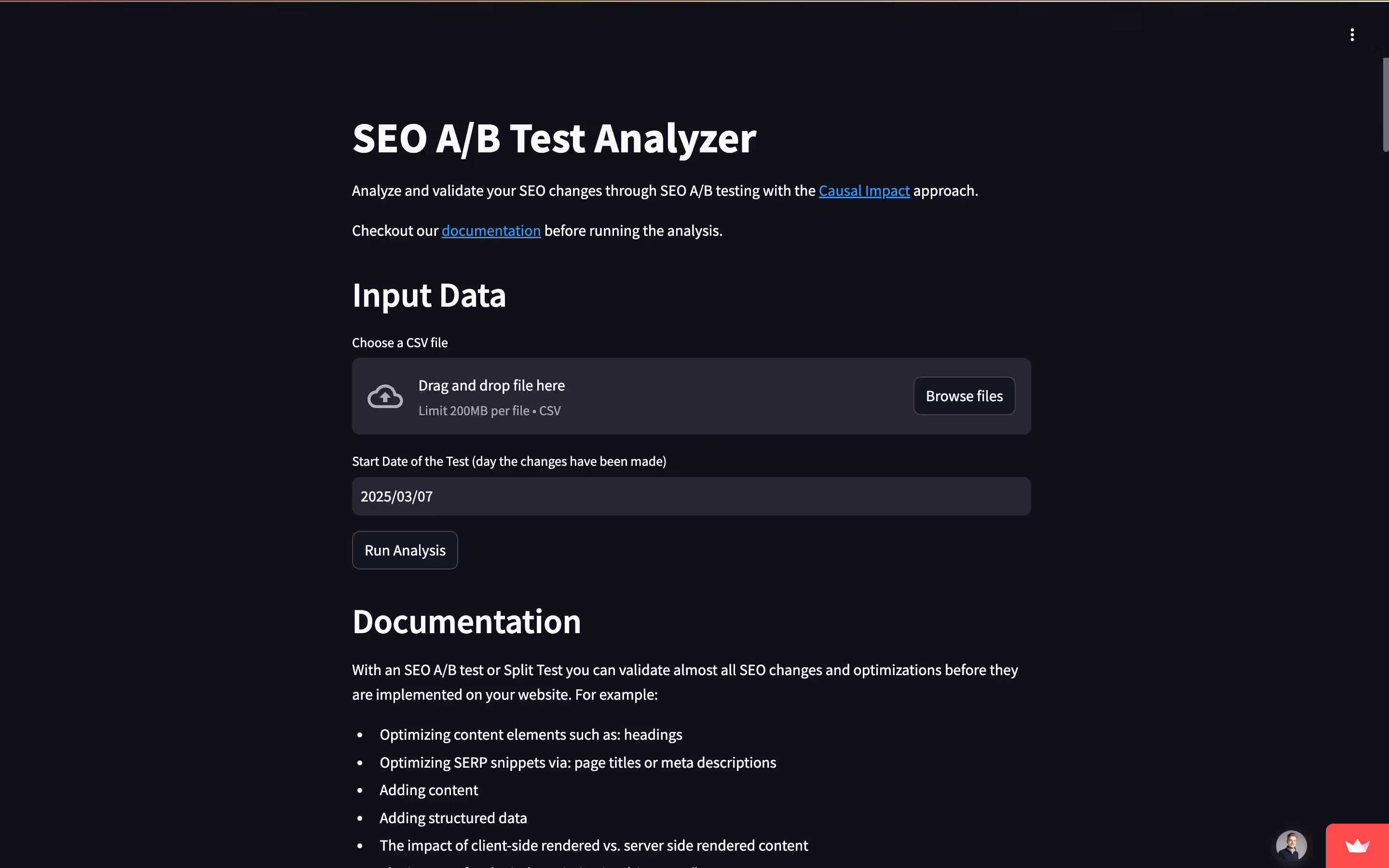 SEO A/B Test Analyzer